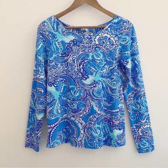 Lilly Pulitzer Top Tristan Coastal Blue Legga Sea - Picture 10 of 10